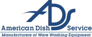 image of a american dish service logo with blue text and a logo in the middle