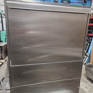 Undercounter high temperature commercial dishwasher with stainless steel exterior