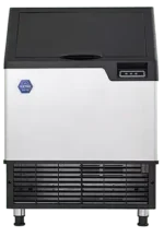 Front view of the 26-inch wide ICETRO IU-0220-AC stainless steel undercounter full-cube ice machine.