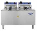 Electric countertop fryer with stainless steel construction.