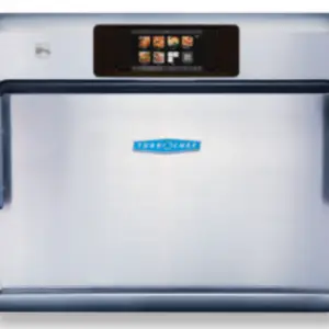 A TurboChef i5 rapid cook oven with a digital touchscreen and a heavy-duty door handle.